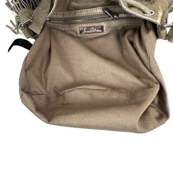 Sam Edelman Fifi Taupe Suede Fringe Crossbody Bucket Bag - Picture 9 of 10